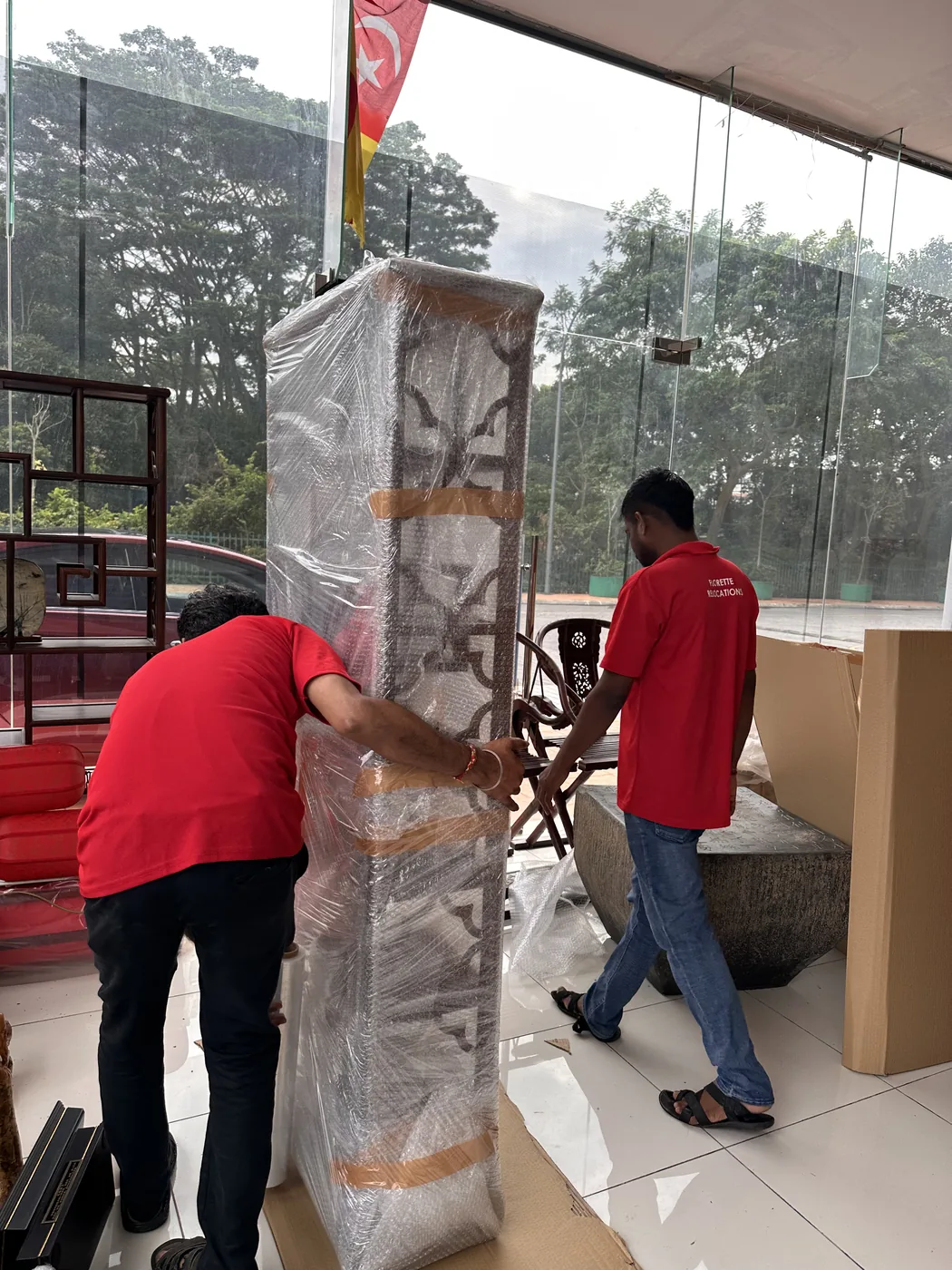 Professional packing crew at work on residential move